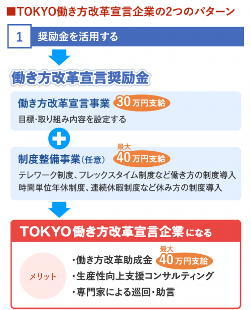 TOKYO働き方改革宣言企業の2つのパターン（奨励金を活用する）