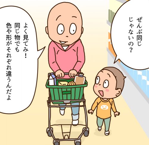 Dad and child pushing a shopping cart
